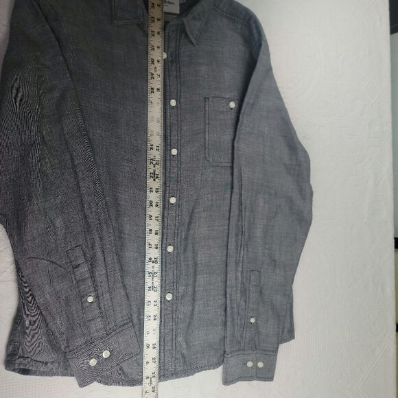 Goodfellow & CO shirt plaid lined men's size Large grey double weave button‎ up - Picture 7 of 10